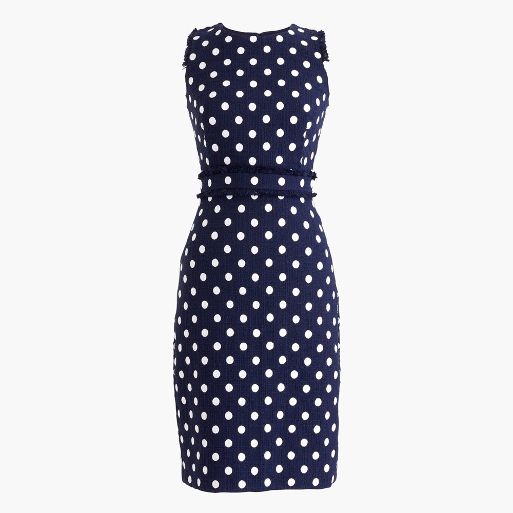 NWT J.Crew Sheath dress in spotted tweed Navy 8
